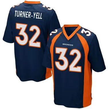 Delarrin Turner-Yell Men's Game Navy Blue Denver Broncos Alternate Jersey